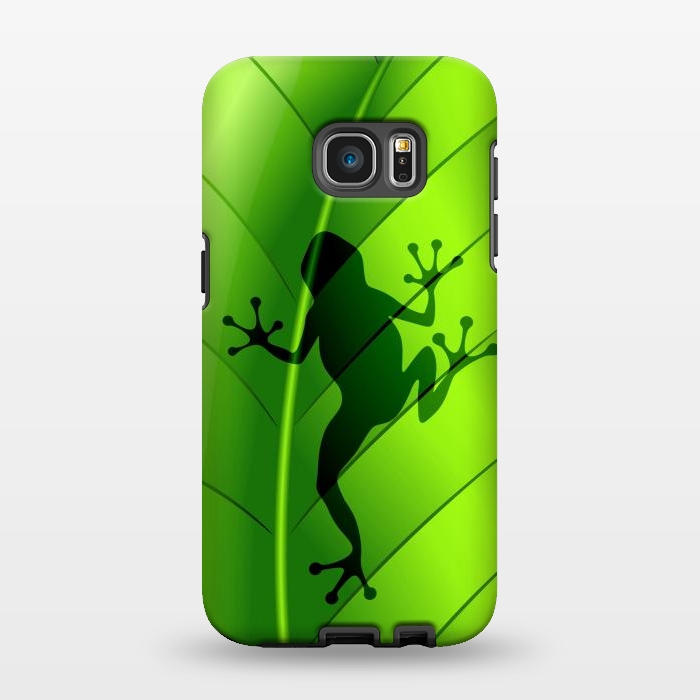 Galaxy S7 EDGE StrongFit Frog Shape on Green Leaf by BluedarkArt