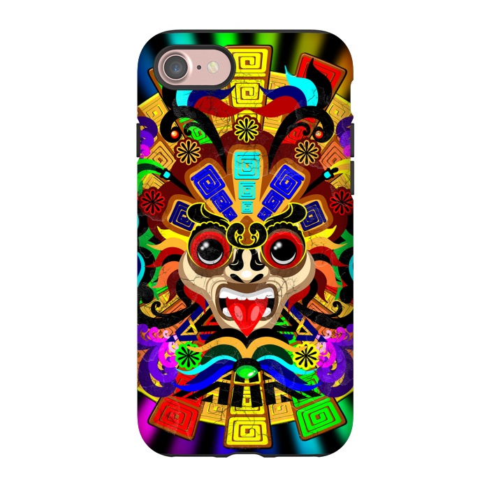 iPhone 7 StrongFit Aztec Warrior Mask Rainbow Colors by BluedarkArt