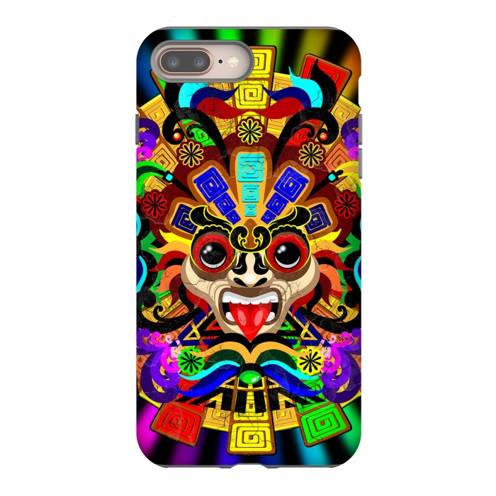 iPhone 7 plus StrongFit Aztec Warrior Mask Rainbow Colors by BluedarkArt