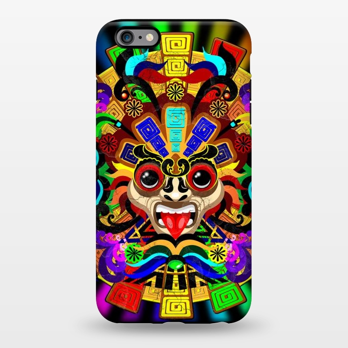 iPhone 6/6s plus StrongFit Aztec Warrior Mask Rainbow Colors by BluedarkArt