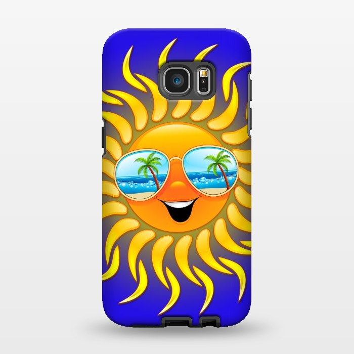 Galaxy S7 EDGE StrongFit Summer Sun Cartoon with Sunglasses by BluedarkArt