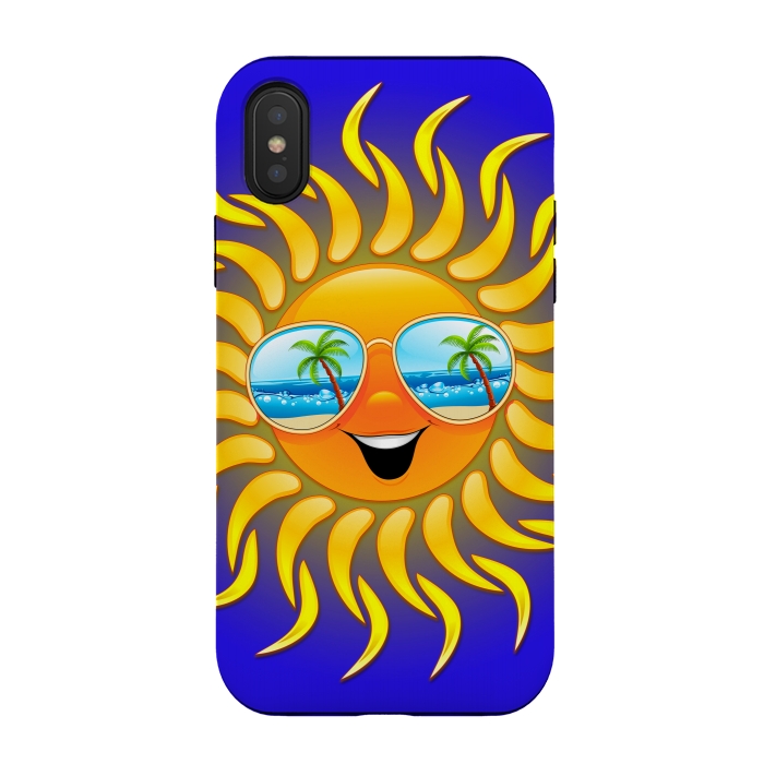 iPhone Xs / X StrongFit Summer Sun Cartoon with Sunglasses by BluedarkArt