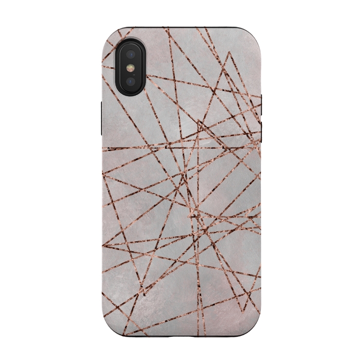 iPhone Xs / X StrongFit Copper Lines On Marble 2 by Andrea Haase