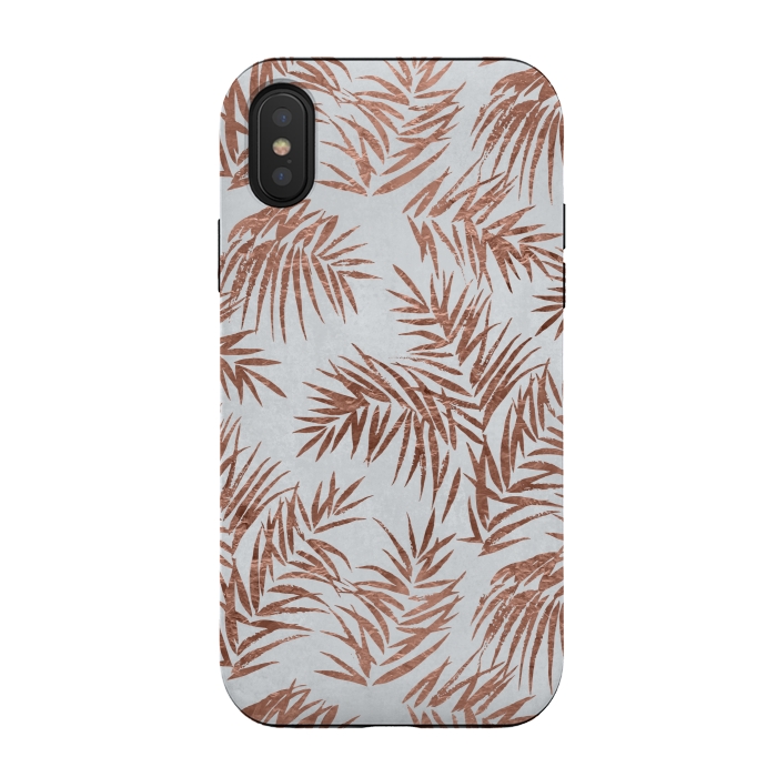 iPhone Xs / X StrongFit Copper Palm Leaves 2 by Andrea Haase