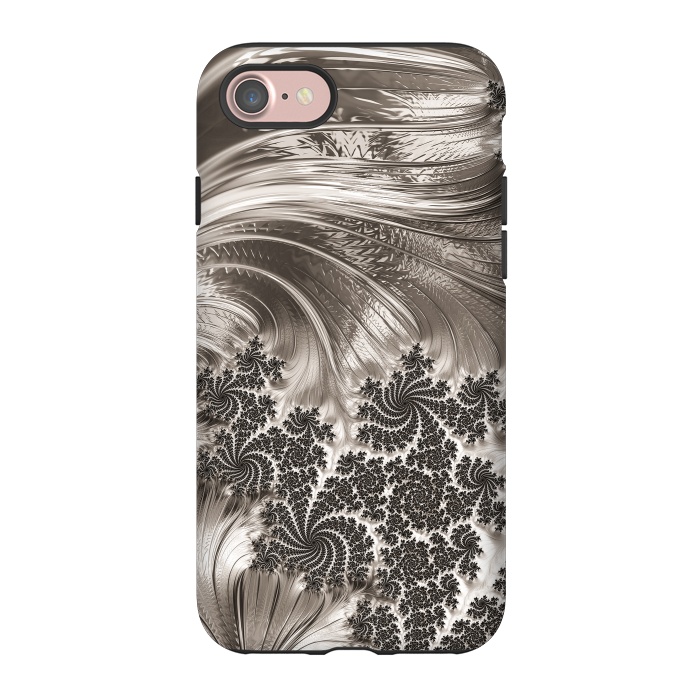 iPhone 7 StrongFit Grey Beige Feathe Fractal by Andrea Haase