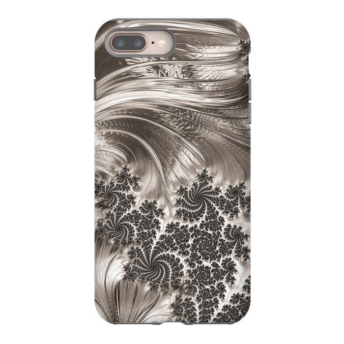iPhone 7 plus StrongFit Grey Beige Feathe Fractal by Andrea Haase
