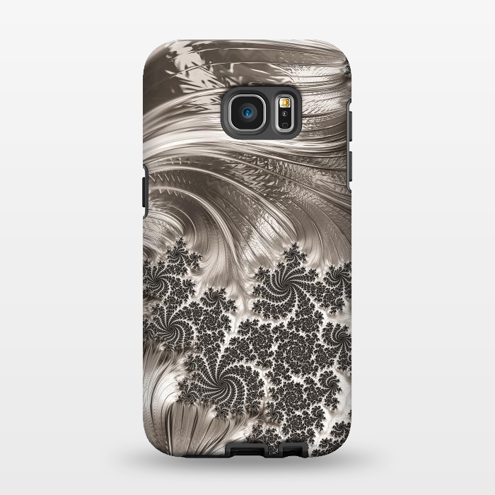 Galaxy S7 EDGE StrongFit Grey Beige Feathe Fractal by Andrea Haase