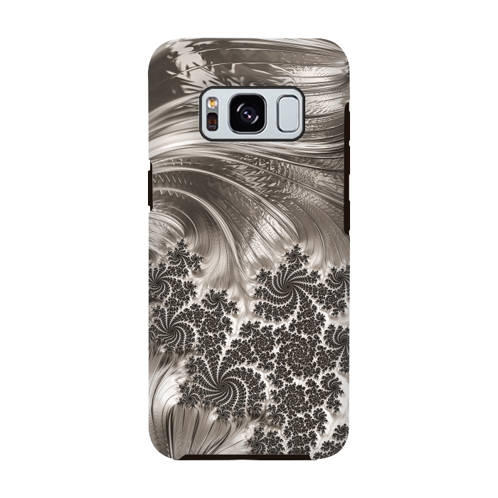 Galaxy S8 StrongFit Grey Beige Feathe Fractal by Andrea Haase