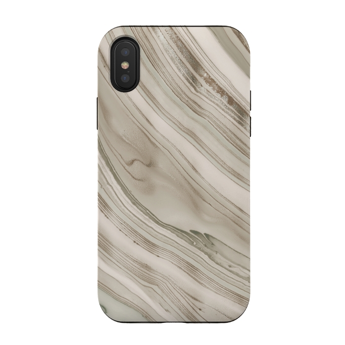 iPhone Xs / X StrongFit Greige Faux Marble Elegance 2 by Andrea Haase