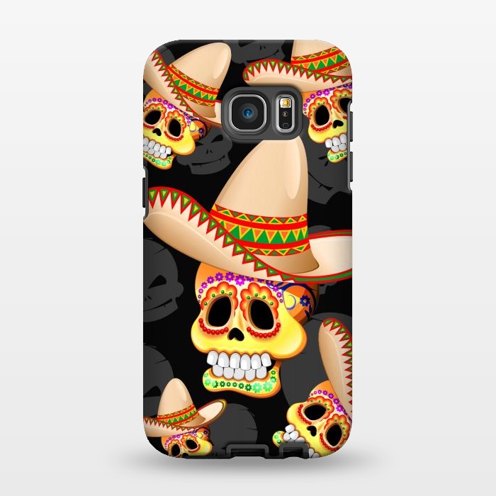 Galaxy S7 EDGE StrongFit Mexico Sugar Skull with Sombrero by BluedarkArt