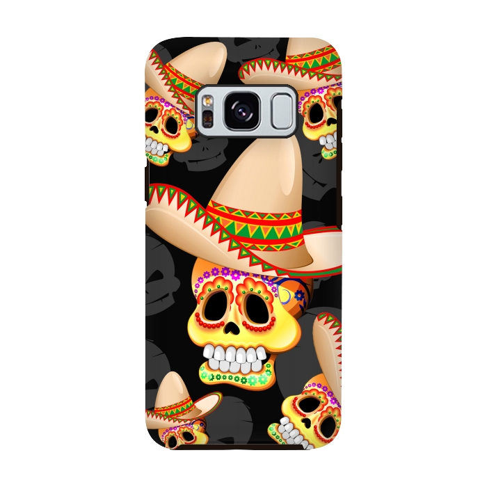 Galaxy S8 StrongFit Mexico Sugar Skull with Sombrero by BluedarkArt