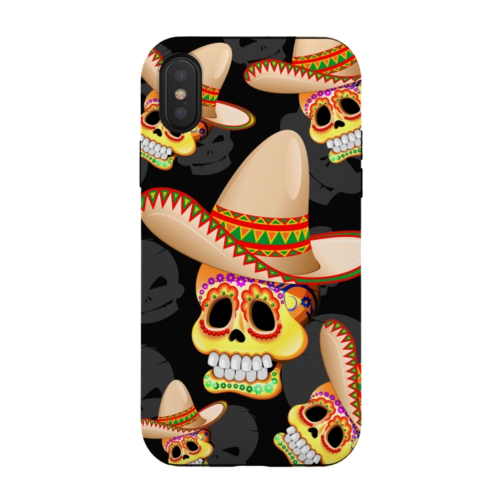 iPhone Xs / X StrongFit Mexico Sugar Skull with Sombrero by BluedarkArt