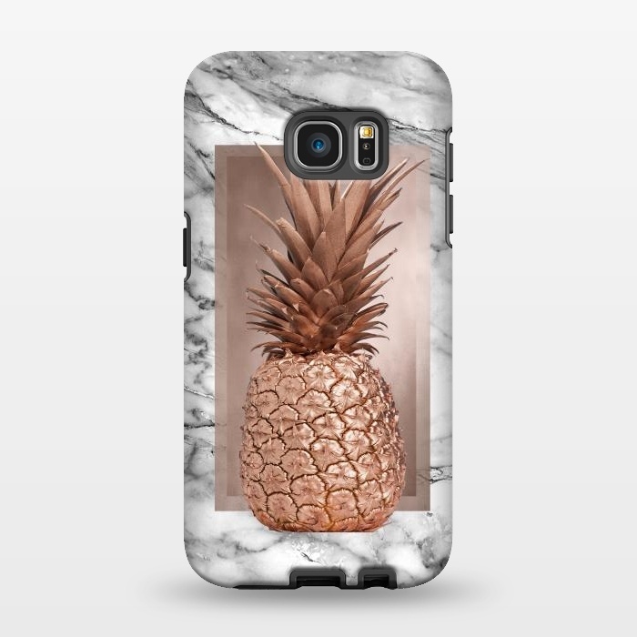 Galaxy S7 EDGE StrongFit Copper Pineapple on Gray Marble  by  Utart
