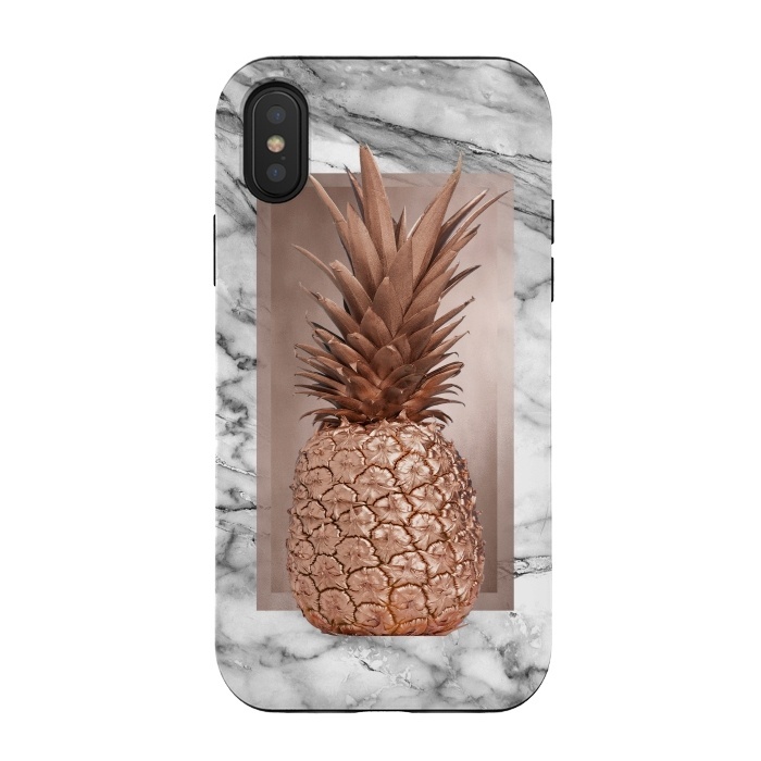 iPhone Xs / X StrongFit Copper Pineapple on Gray Marble  by  Utart