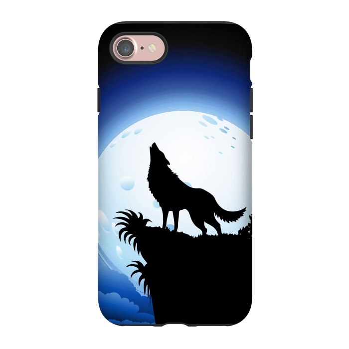 iPhone 7 StrongFit Wolf Howling at Blue Moon by BluedarkArt