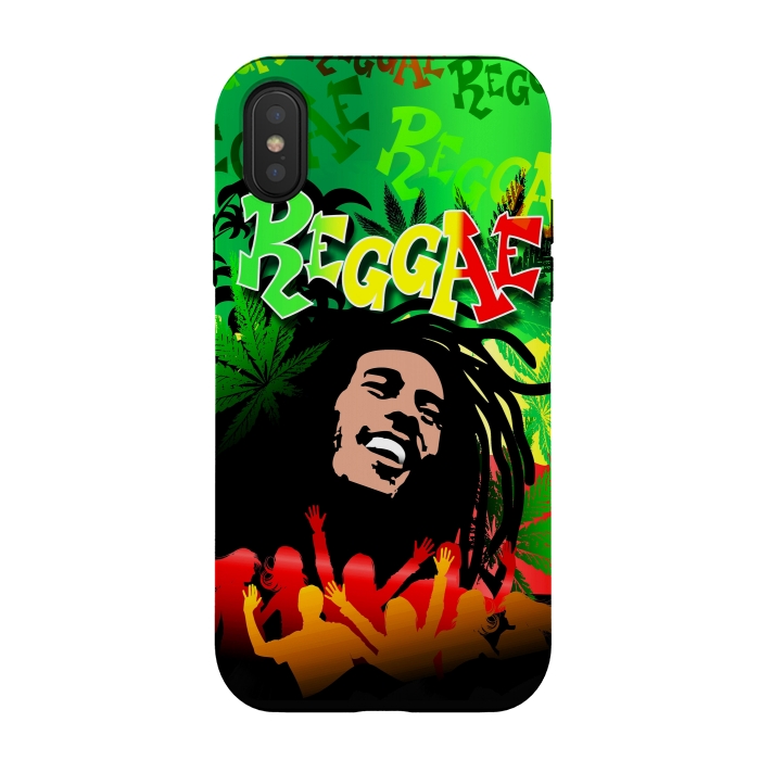 iPhone Xs / X StrongFit Reggae RastaMan Music Colors Fun and Marijuana by BluedarkArt