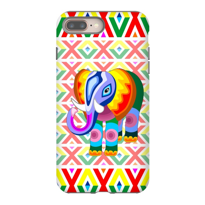 iPhone 7 plus StrongFit Elephant Rainbow Colors Patchwork by BluedarkArt