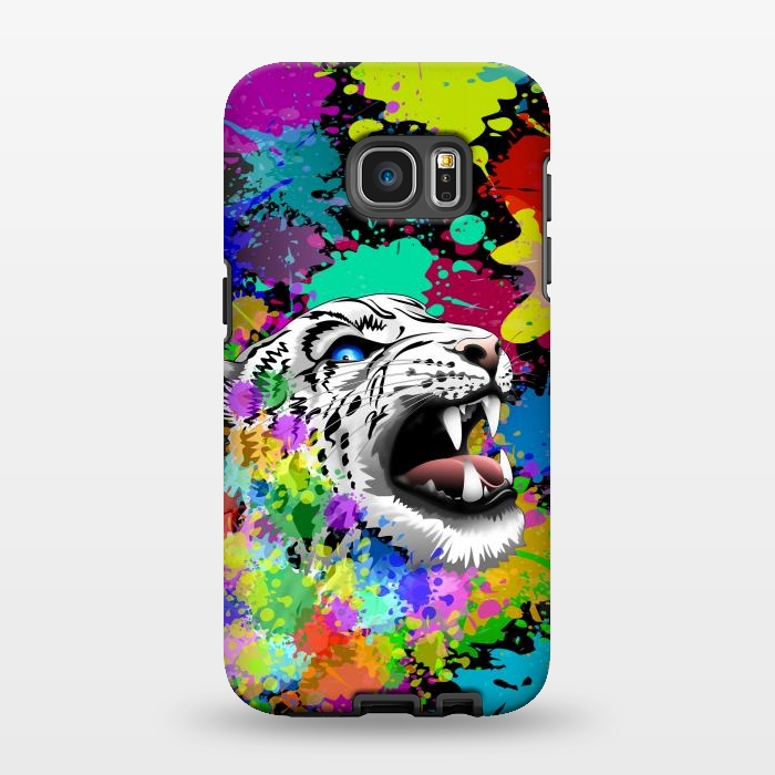 Galaxy S7 EDGE StrongFit Leopard Psychedelic Paint Splats by BluedarkArt