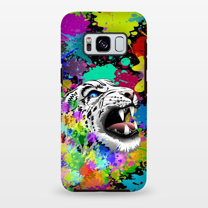 Galaxy S8 plus StrongFit Leopard Psychedelic Paint Splats by BluedarkArt