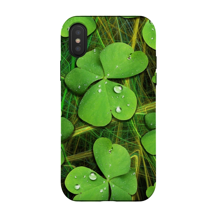 iPhone Xs / X StrongFit Shamrocks St Patrick with Dew Drops by BluedarkArt
