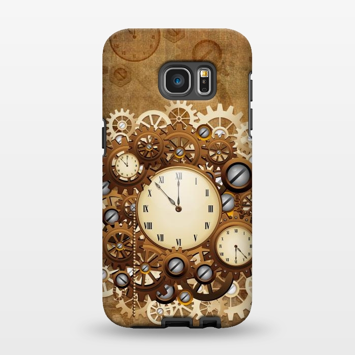 Galaxy S7 EDGE StrongFit Steampunk Clocks and Gears Vintage Style  by BluedarkArt