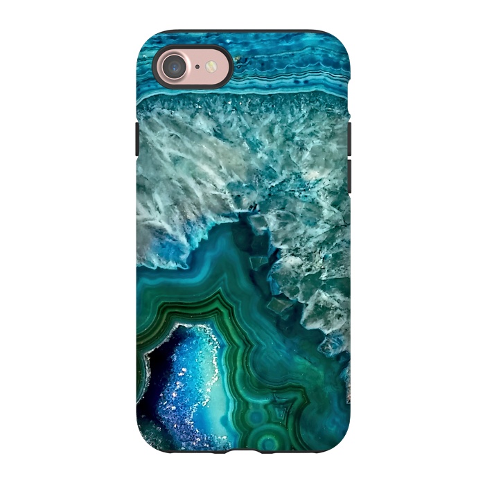 iPhone 7 StrongFit Ocean Blue Glitter Agate by  Utart