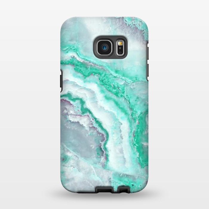 Galaxy S7 EDGE StrongFit Mint Green Veined Agate by  Utart