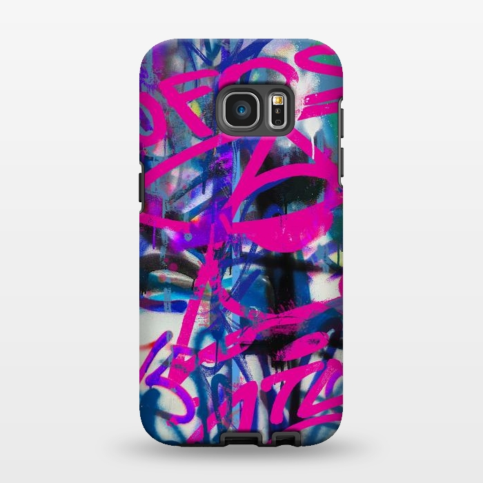Galaxy S7 EDGE StrongFit Grafitti Writing Pink Blue by Andrea Haase