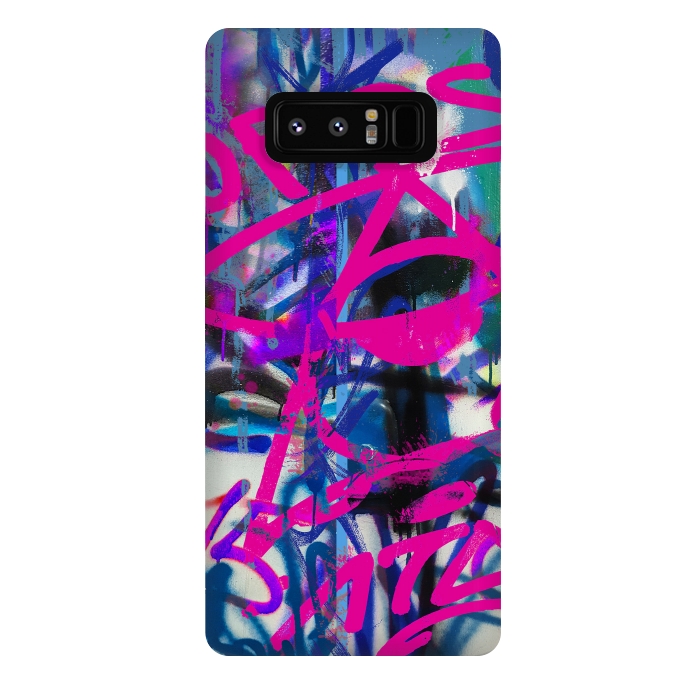 Galaxy Note 8 StrongFit Grafitti Writing Pink Blue by Andrea Haase