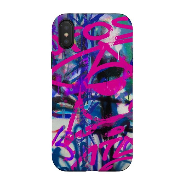 iPhone Xs / X StrongFit Grafitti Writing Pink Blue by Andrea Haase