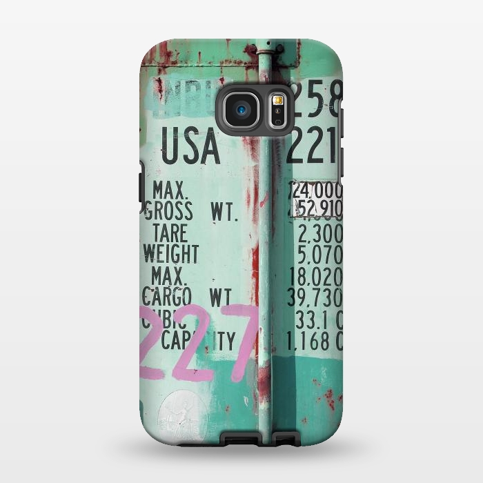 Galaxy S7 EDGE StrongFit Turquoise Grafitti Container by Andrea Haase