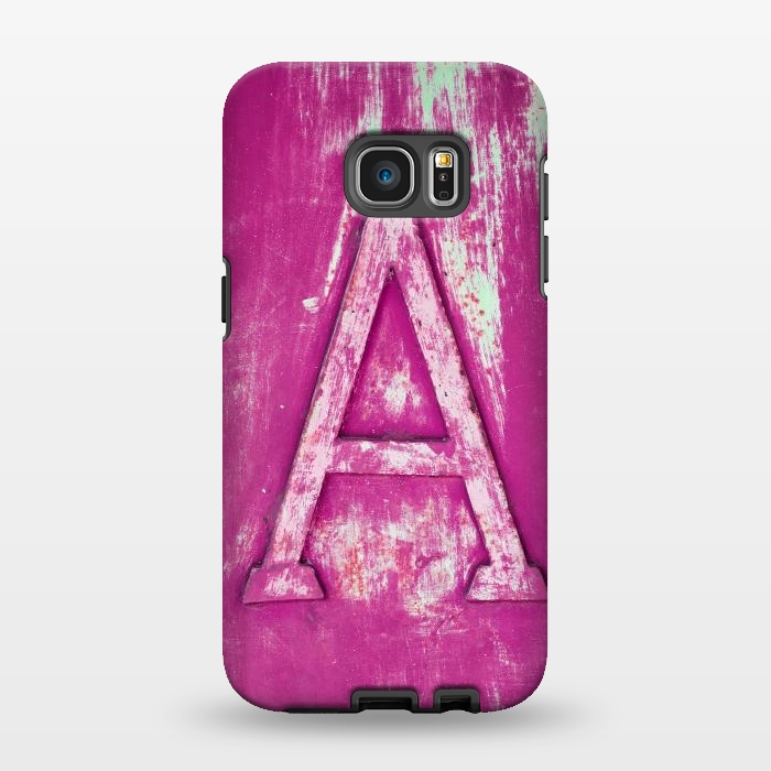 Galaxy S7 EDGE StrongFit Grunge Style Pink Letter A by Andrea Haase