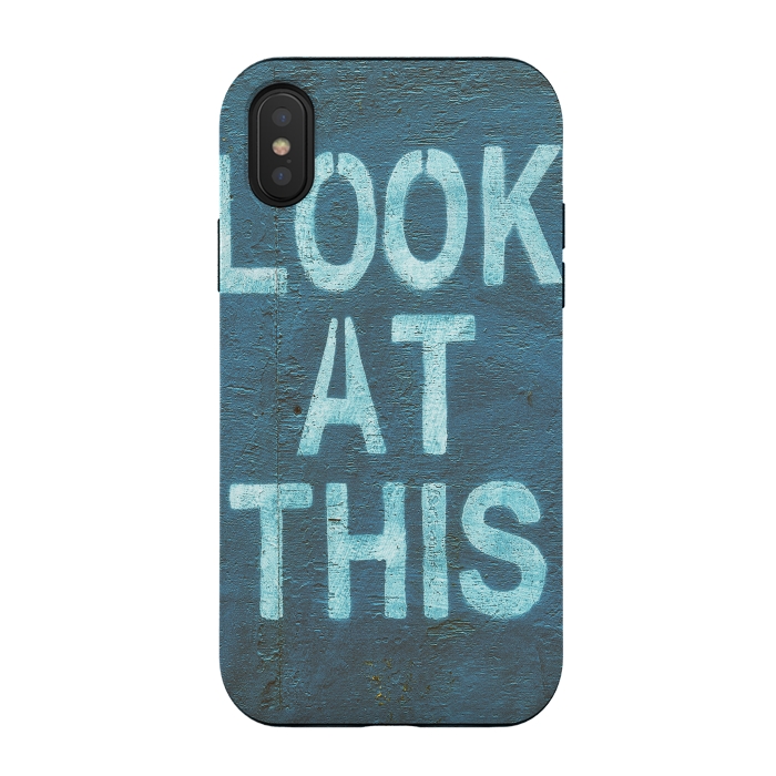 iPhone Xs / X StrongFit Look At This Teal Urban Art by Andrea Haase