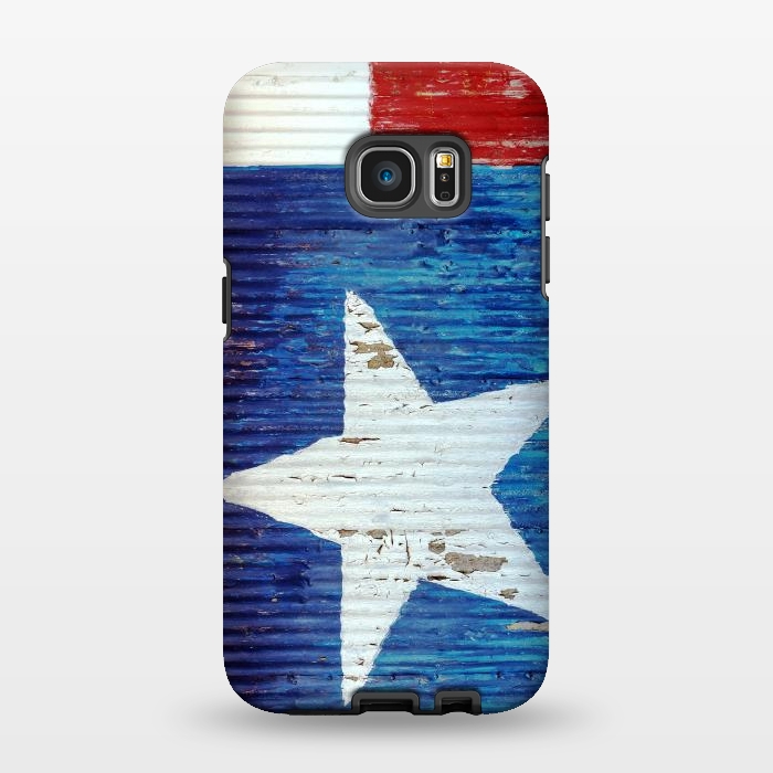 Galaxy S7 EDGE StrongFit Texas Flag On Distressed Metal by Andrea Haase