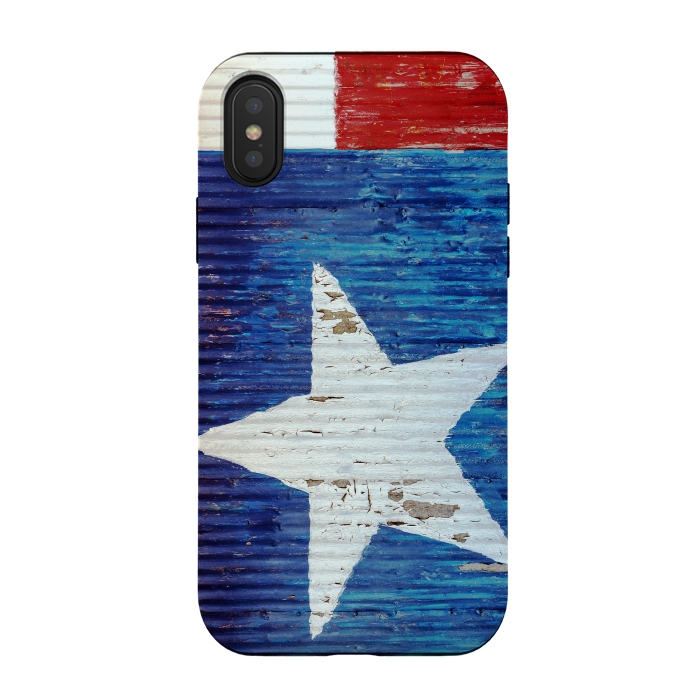 iPhone Xs / X StrongFit Texas Flag On Distressed Metal by Andrea Haase