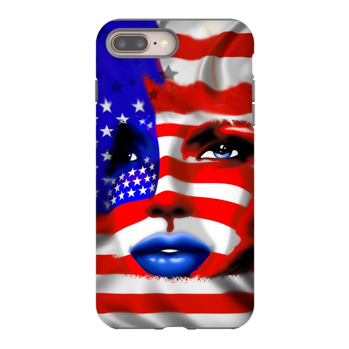 iPhone 7 plus StrongFit Usa Flag on Girl's Face by BluedarkArt