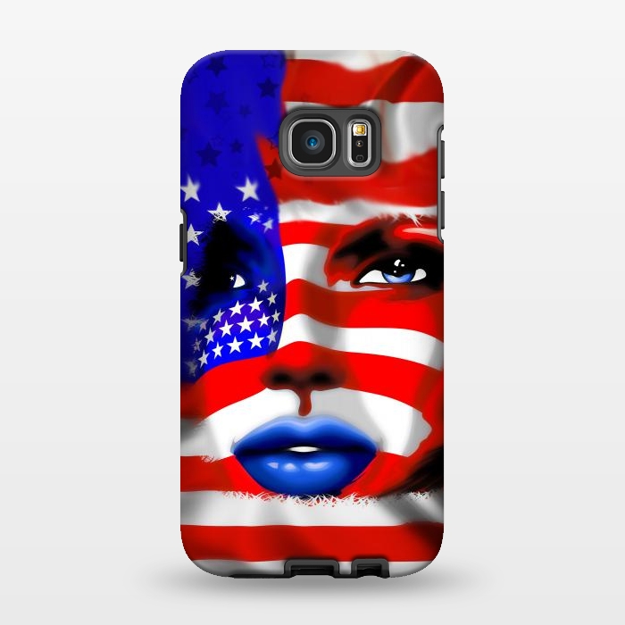 Galaxy S7 EDGE StrongFit Usa Flag on Girl's Face by BluedarkArt