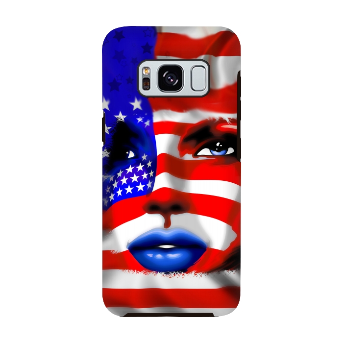Galaxy S8 StrongFit Usa Flag on Girl's Face by BluedarkArt