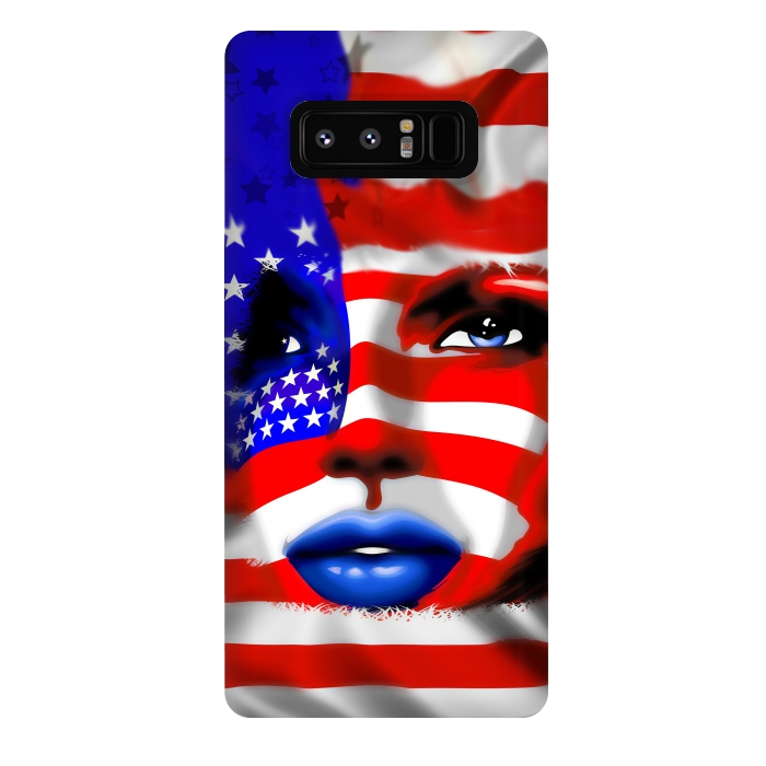 Galaxy Note 8 StrongFit Usa Flag on Girl's Face by BluedarkArt