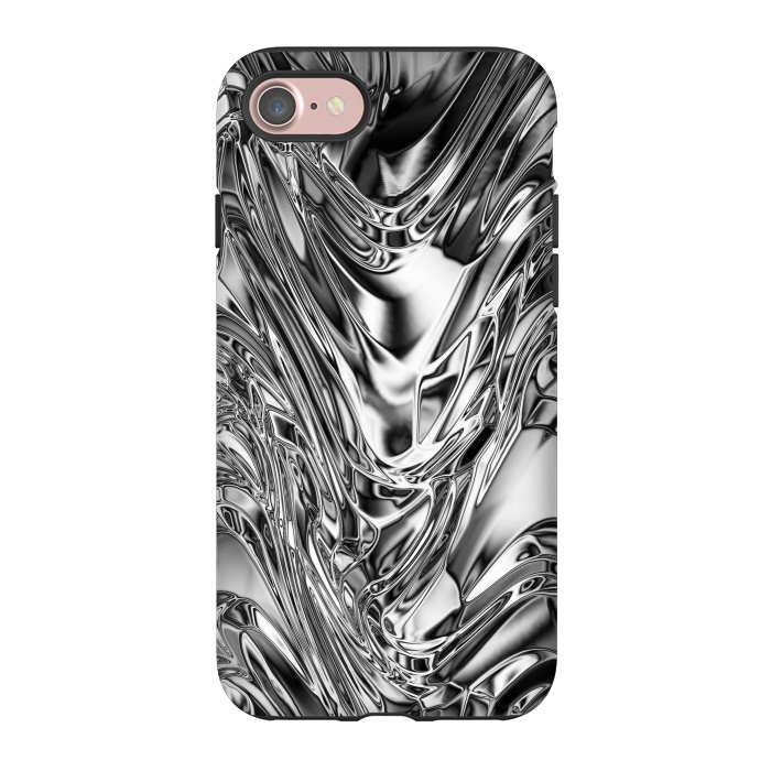 iPhone 7 StrongFit Silver Aluminium Molten Metal Digital Texture by BluedarkArt