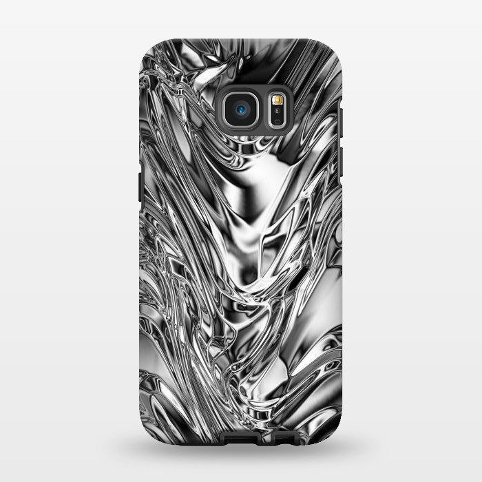 Galaxy S7 EDGE StrongFit Silver Aluminium Molten Metal Digital Texture by BluedarkArt