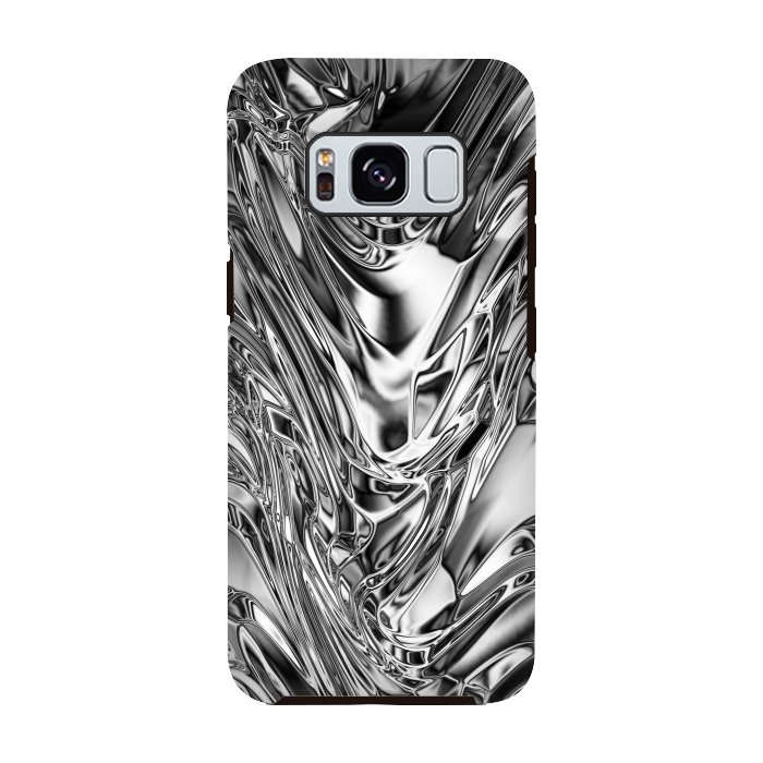 Galaxy S8 StrongFit Silver Aluminium Molten Metal Digital Texture by BluedarkArt