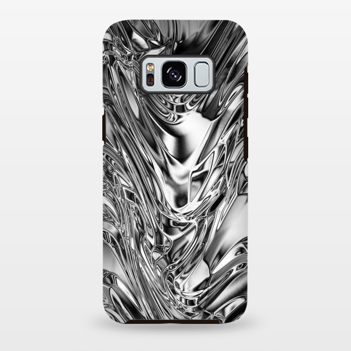 Galaxy S8 plus StrongFit Silver Aluminium Molten Metal Digital Texture by BluedarkArt