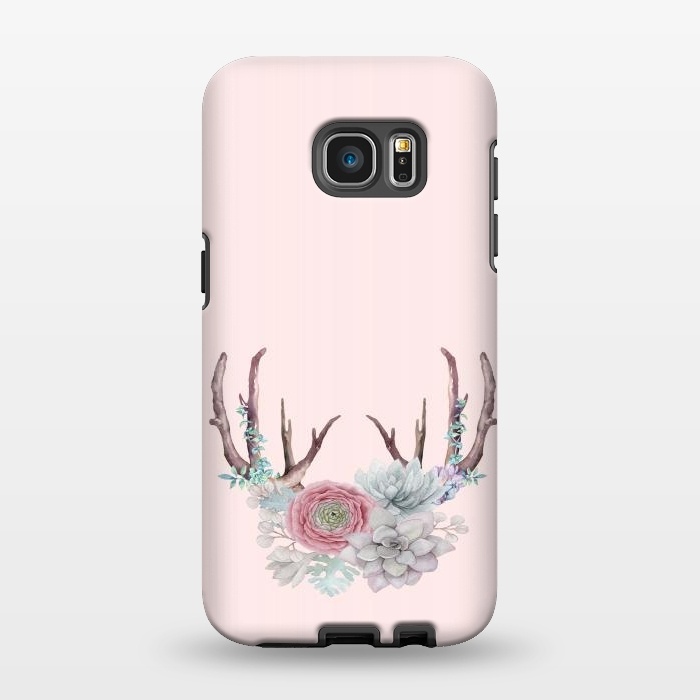 Galaxy S7 EDGE StrongFit Bohomian Art- Antlers Flowers and Cactus by  Utart