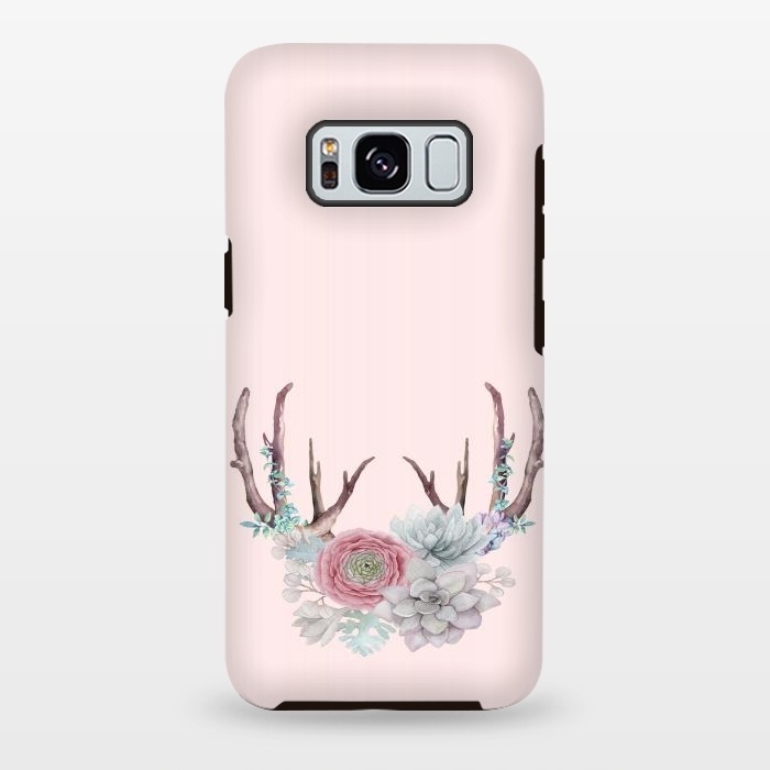 Galaxy S8 plus StrongFit Bohomian Art- Antlers Flowers and Cactus by  Utart