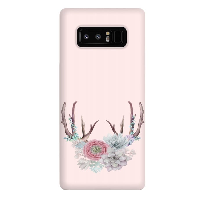 Galaxy Note 8 StrongFit Bohomian Art- Antlers Flowers and Cactus by  Utart