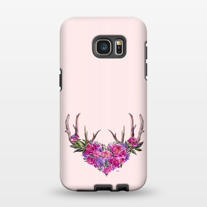Galaxy S7 EDGE StrongFit Bohemian Watercolor Illustration - Heart and Antler by  Utart