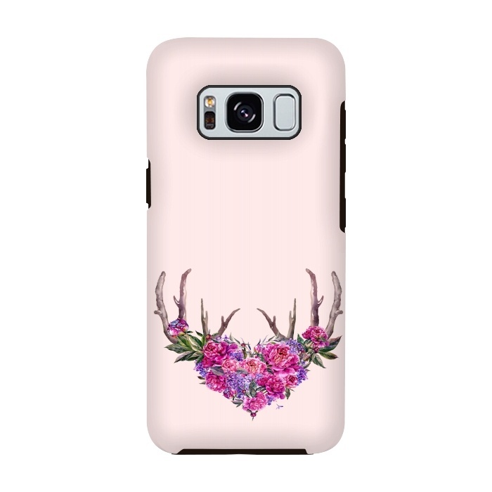 Galaxy S8 StrongFit Bohemian Watercolor Illustration - Heart and Antler by  Utart