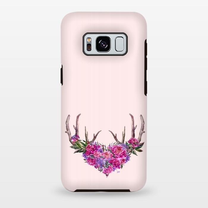 Galaxy S8 plus StrongFit Bohemian Watercolor Illustration - Heart and Antler by  Utart