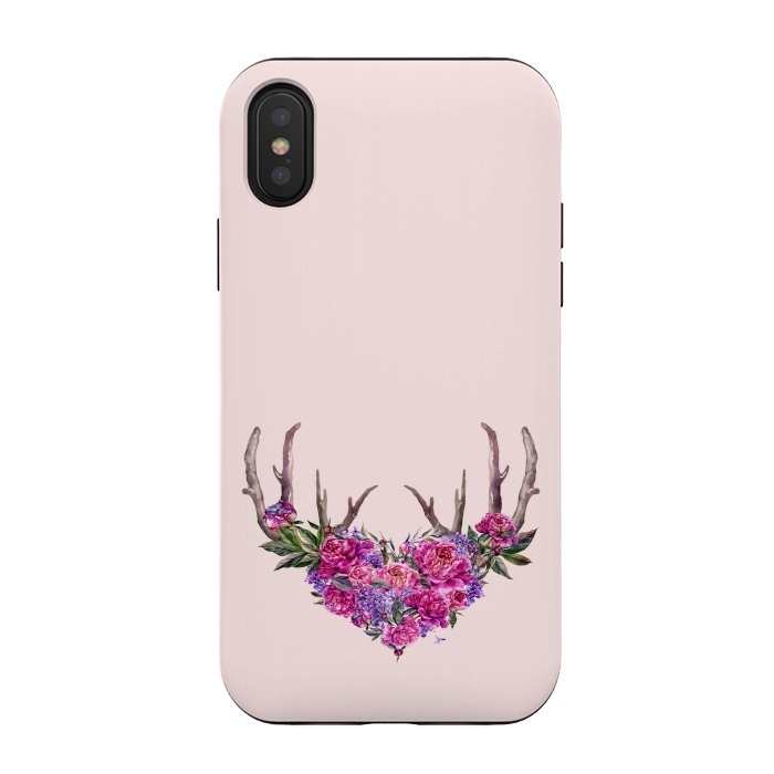 iPhone Xs / X StrongFit Bohemian Watercolor Illustration - Heart and Antler by  Utart